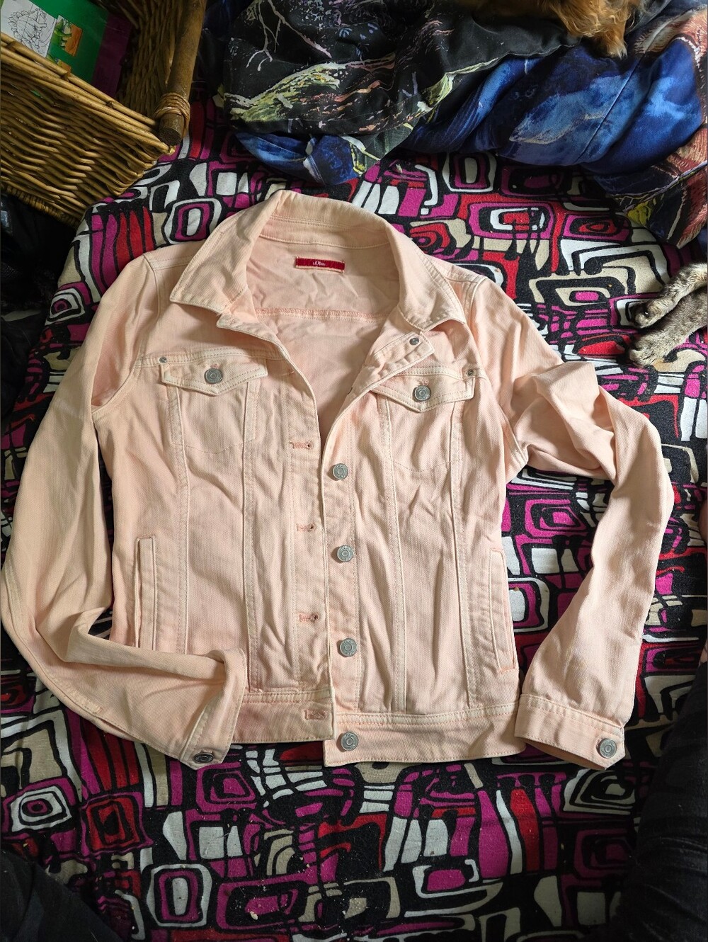Light Pink Women's Denim Jacket - Casual Trucker Style